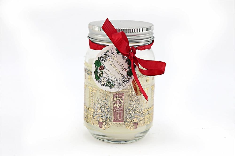 image-Christmas Traditional Home Candle Jar Gold & Cream