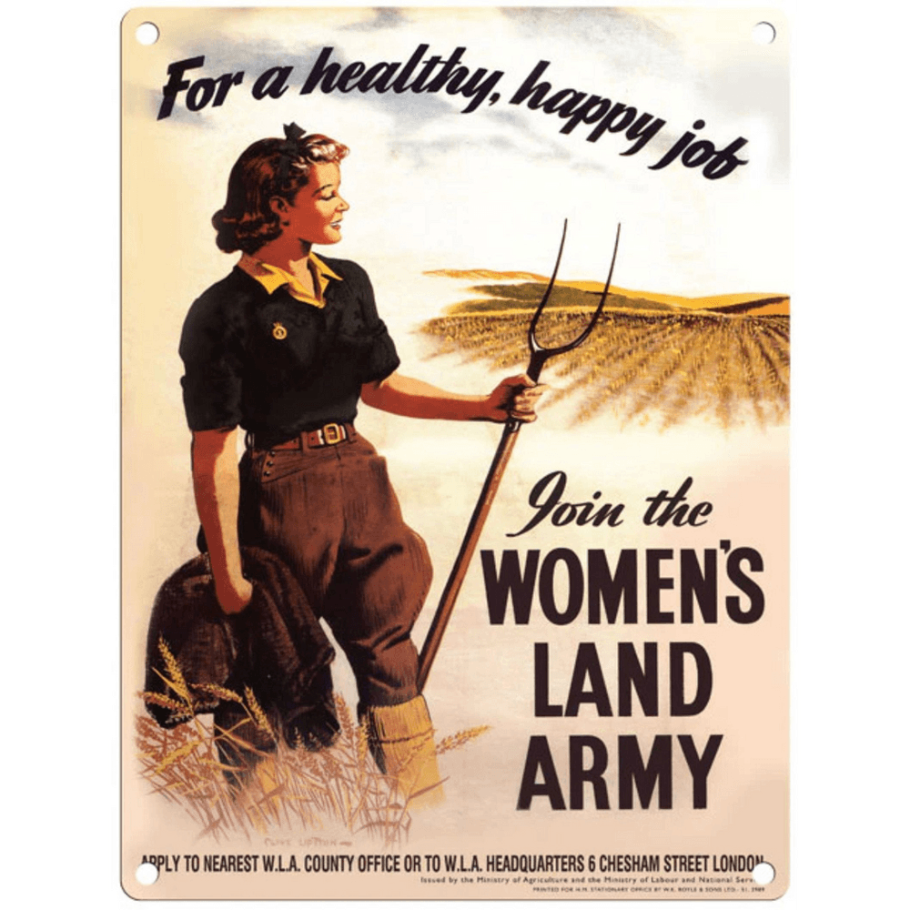 image-Large Metal Sign 60 x 49.5cm Vintage Retro Women's Land Army