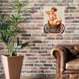 image-Large Metal Sign 60 x 49.5cm Vintage Retro Bathroom