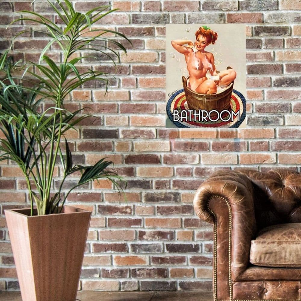 image-Large Metal Sign 60 x 49.5cm Vintage Retro Bathroom