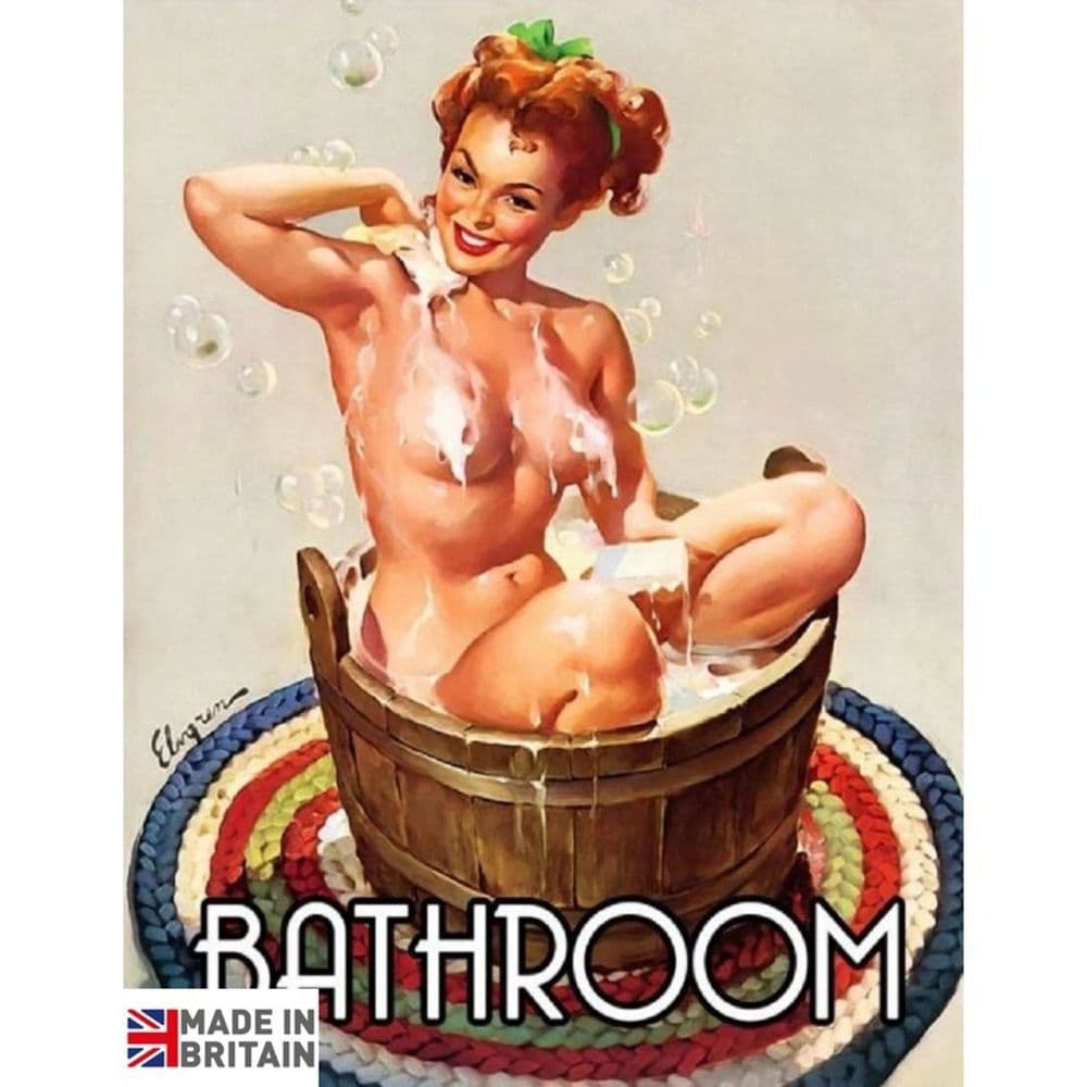 image-Large Metal Sign 60 x 49.5cm Vintage Retro Bathroom