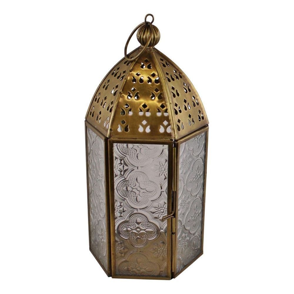 image-Small Gold Metal Moroccan Style Kasbah Candle Lantern