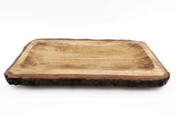 image-Large Wooden Platter Tray With Bark Edging