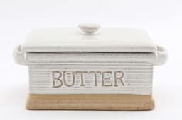image-Natural Ceramic Butter Dish 19cm