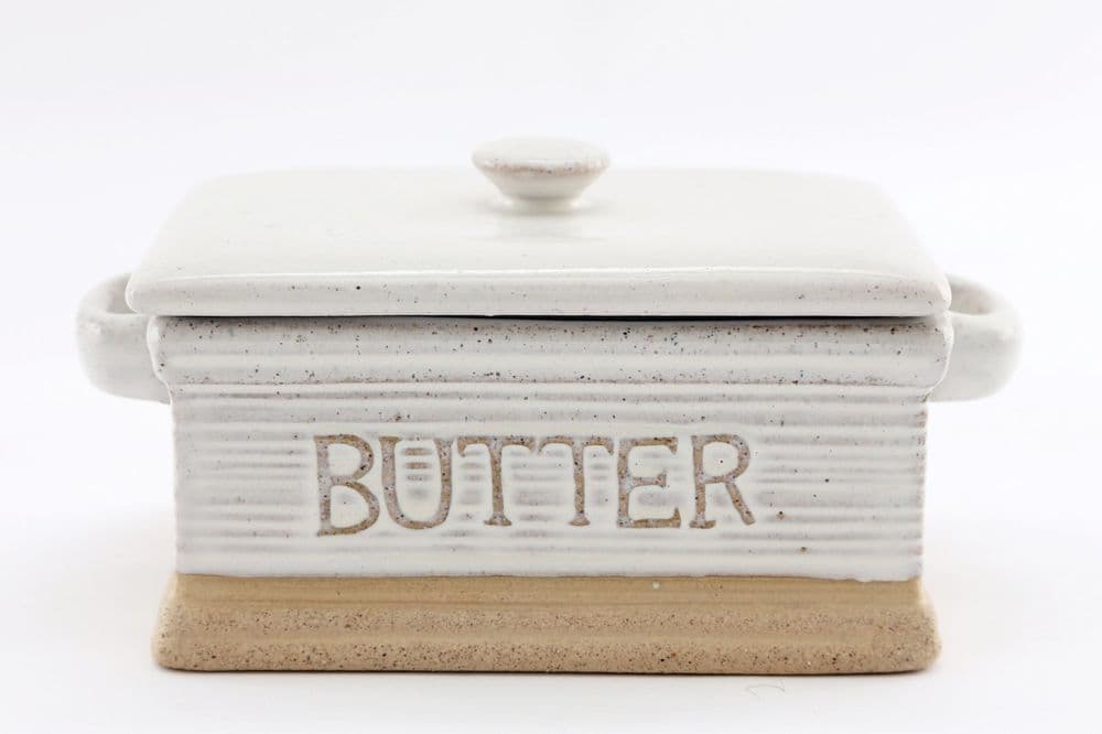 image-Natural Ceramic Butter Dish 19cm