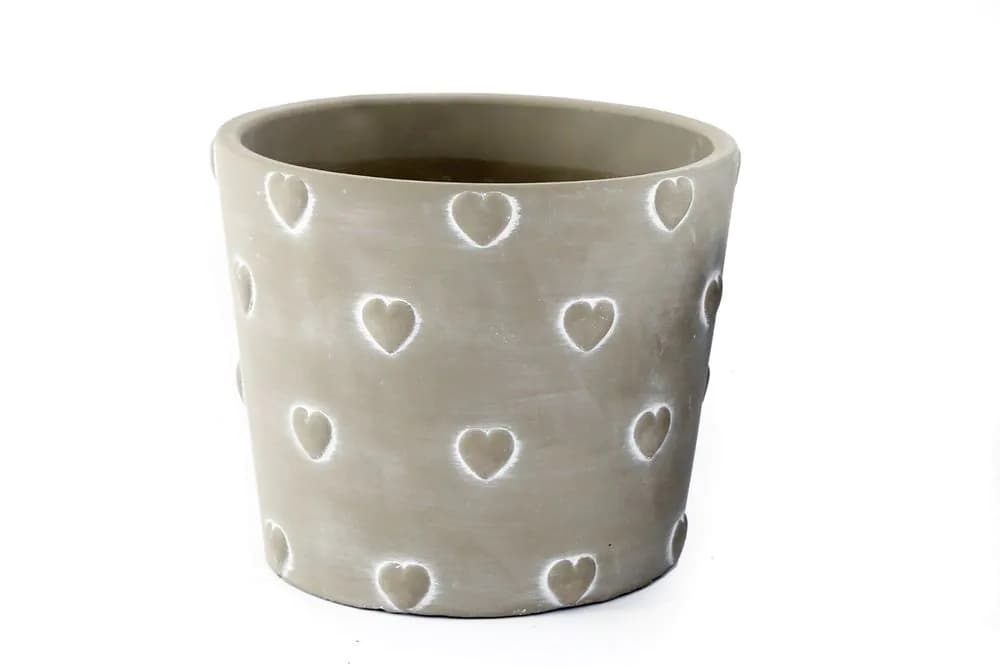 image-Grey Stone Hearts Planter Round Large