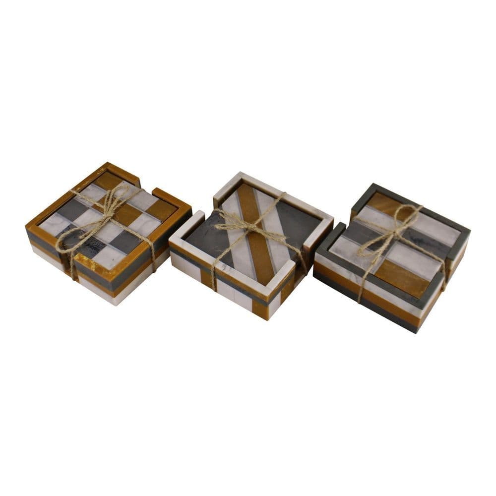 image-Set of 4 Square, Resin Coasters, Abstract Design
