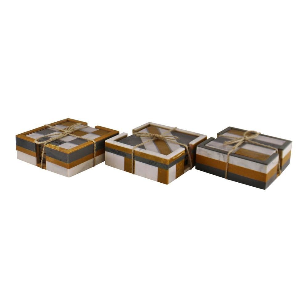 image-Set of 4 Square, Resin Coasters, Abstract Design
