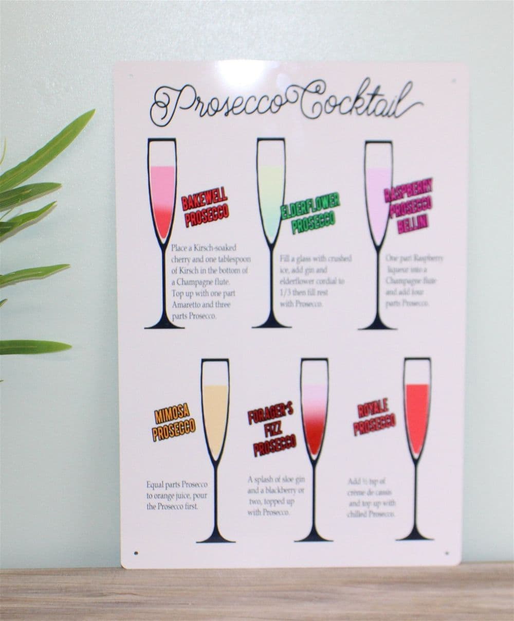 image-Vintage Metal Sign - Classic Cocktail Prosecco Recipes