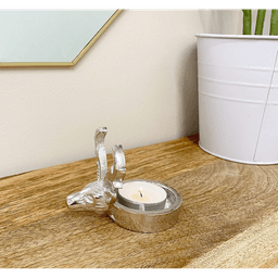 image-Silver Tealight Holder With Stags Head
