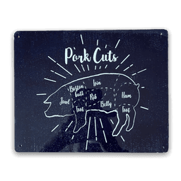 image-Vintage Metal Sign - Butcher Cuts of Pork Retro Sign
