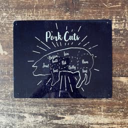 image-Vintage Metal Sign - Butcher Cuts of Pork Retro Sign