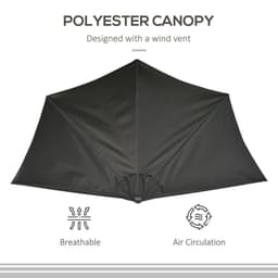 image-Outsunny 3(m) Half Round Parasol Garden Sun Umbrella Metal w/ Crank Black