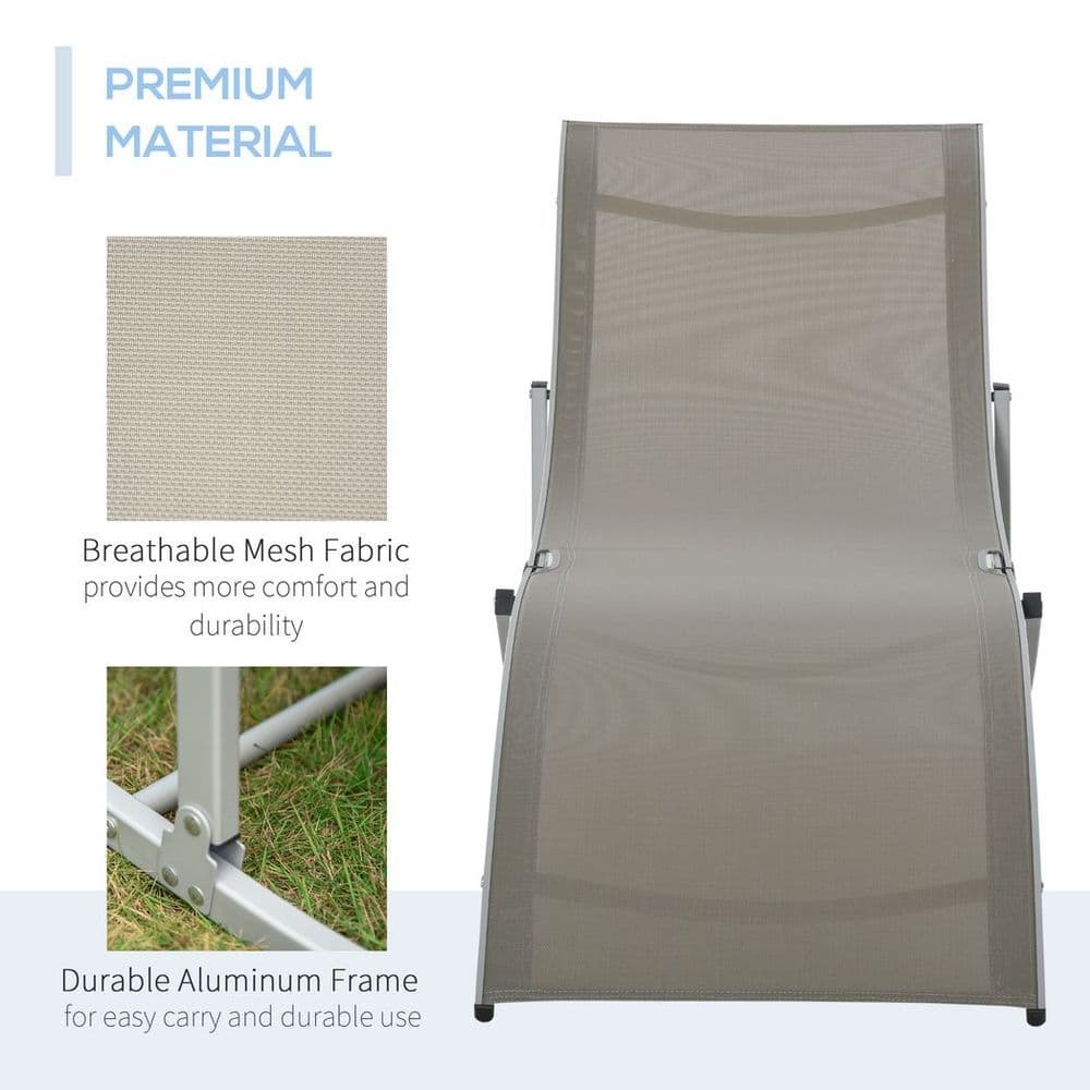 image-Outsunny Set of 2 Zero Gravity Lounge Chair Recliners Sun Lounger Light Grey