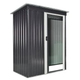image-Outsunny 5 x 3ft Garden Storage Shed Sliding Door Sloped Roof Tool Black