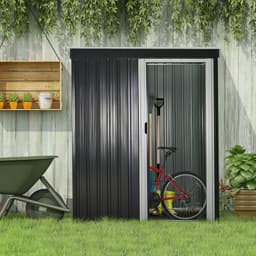 image-Outsunny 5 x 3ft Garden Storage Shed Sliding Door Sloped Roof Tool Black