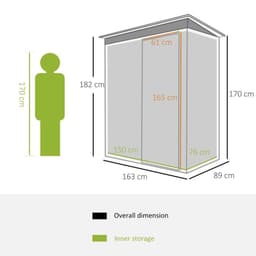 image-Outsunny 5 x 3ft Garden Storage Shed Sliding Door Sloped Roof Tool Black