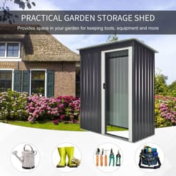 image-Outsunny 5 x 3ft Garden Storage Shed Sliding Door Sloped Roof Tool Black