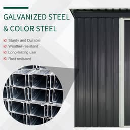 image-Outsunny 5 x 3ft Garden Storage Shed Sliding Door Sloped Roof Tool Black