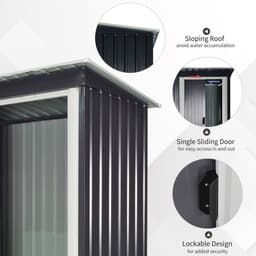 image-Outsunny 5 x 3ft Garden Storage Shed Sliding Door Sloped Roof Tool Black