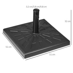image-Outsunny 19kg Square Resin Garden Parasol Base for Poles of 32mm, 38mm, 48mm