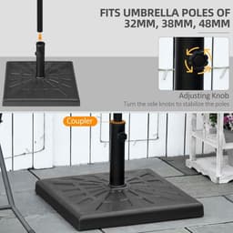 image-Outsunny 19kg Square Resin Garden Parasol Base for Poles of 32mm, 38mm, 48mm