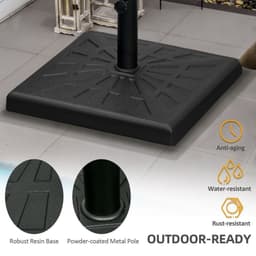 image-Outsunny 19kg Square Resin Garden Parasol Base for Poles of 32mm, 38mm, 48mm