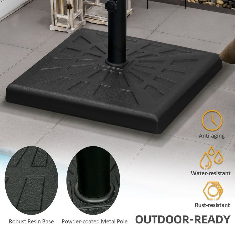 image-Outsunny 19kg Square Resin Garden Parasol Base for Poles of 32mm, 38mm, 48mm