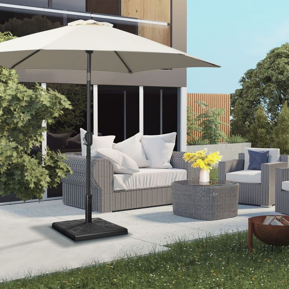 image-Outsunny 19kg Square Resin Garden Parasol Base for Poles of 32mm, 38mm, 48mm