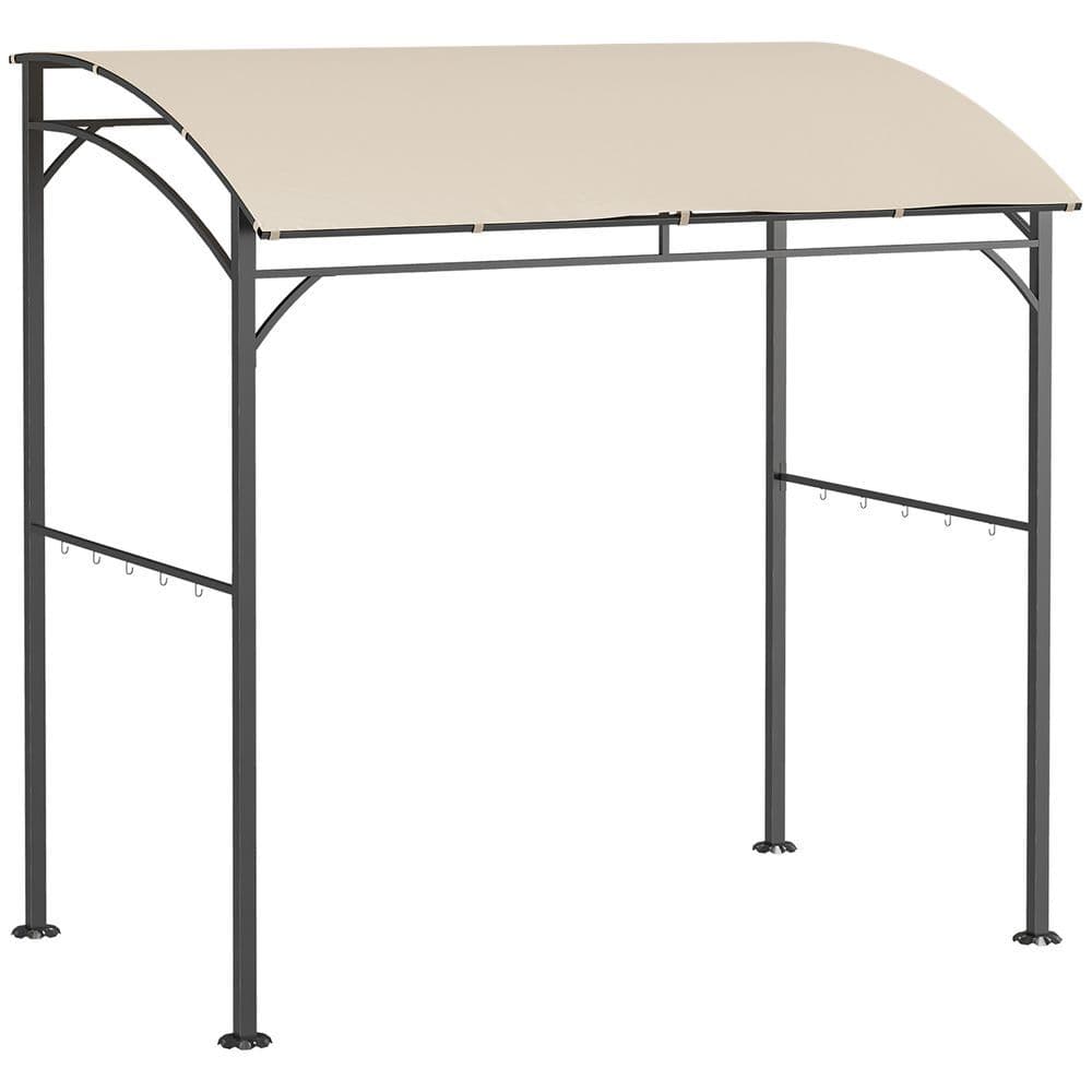image-Outsunny 2.2 x 1.5 m BBQ Gazebo Tent Sun Shade with Canopy and 10 Hooks, Beige