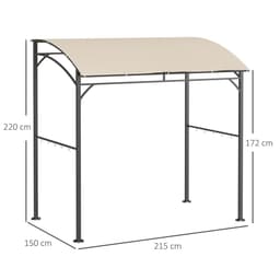 image-Outsunny 2.2 x 1.5 m BBQ Gazebo Tent Sun Shade with Canopy and 10 Hooks, Beige