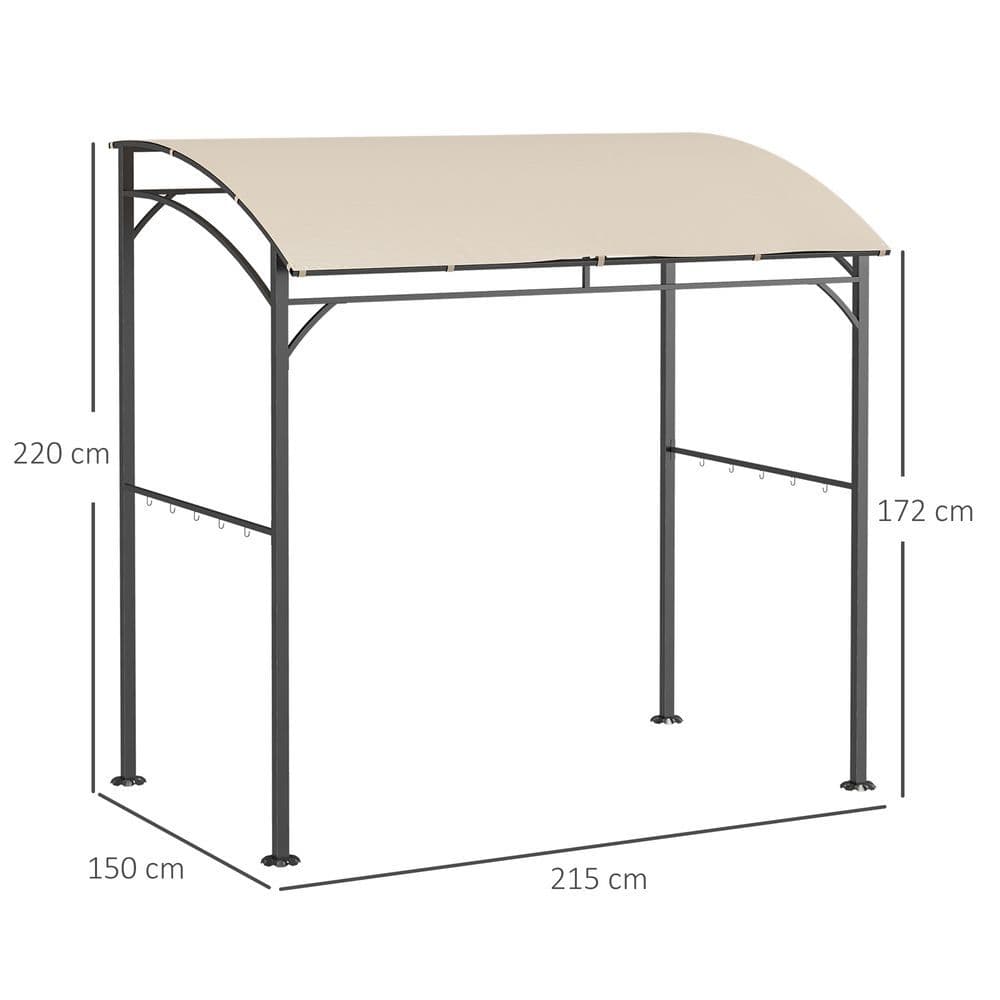 image-Outsunny 2.2 x 1.5 m BBQ Gazebo Tent Sun Shade with Canopy and 10 Hooks, Beige