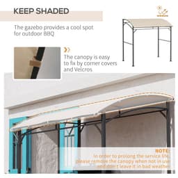 image-Outsunny 2.2 x 1.5 m BBQ Gazebo Tent Sun Shade with Canopy and 10 Hooks, Beige