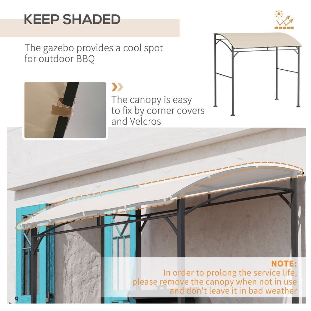 image-Outsunny 2.2 x 1.5 m BBQ Gazebo Tent Sun Shade with Canopy and 10 Hooks, Beige