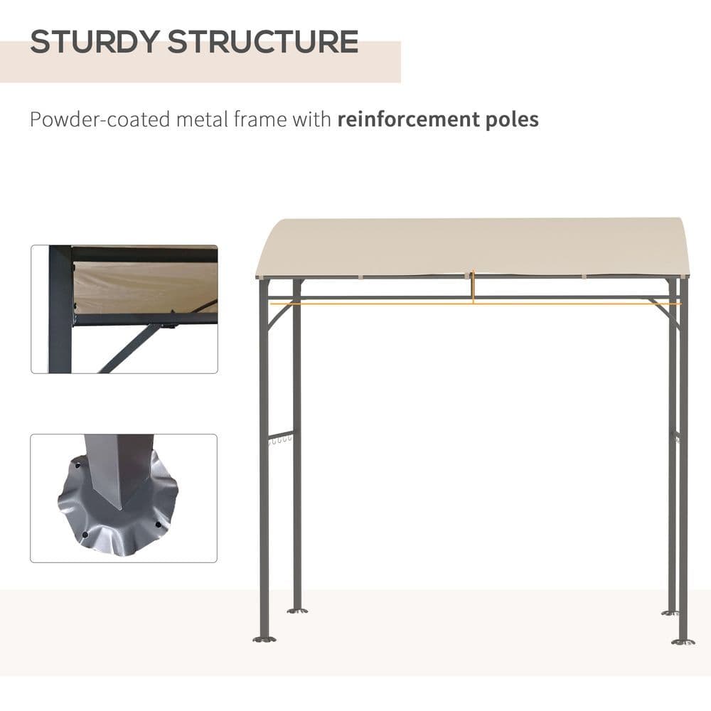 image-Outsunny 2.2 x 1.5 m BBQ Gazebo Tent Sun Shade with Canopy and 10 Hooks, Beige