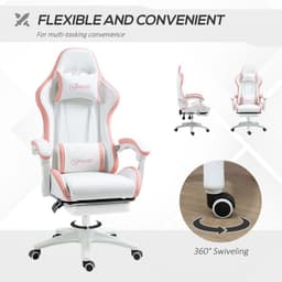 image-Vinsetto Racing Style Gaming Chair with Reclining Function Footrest, Pink
