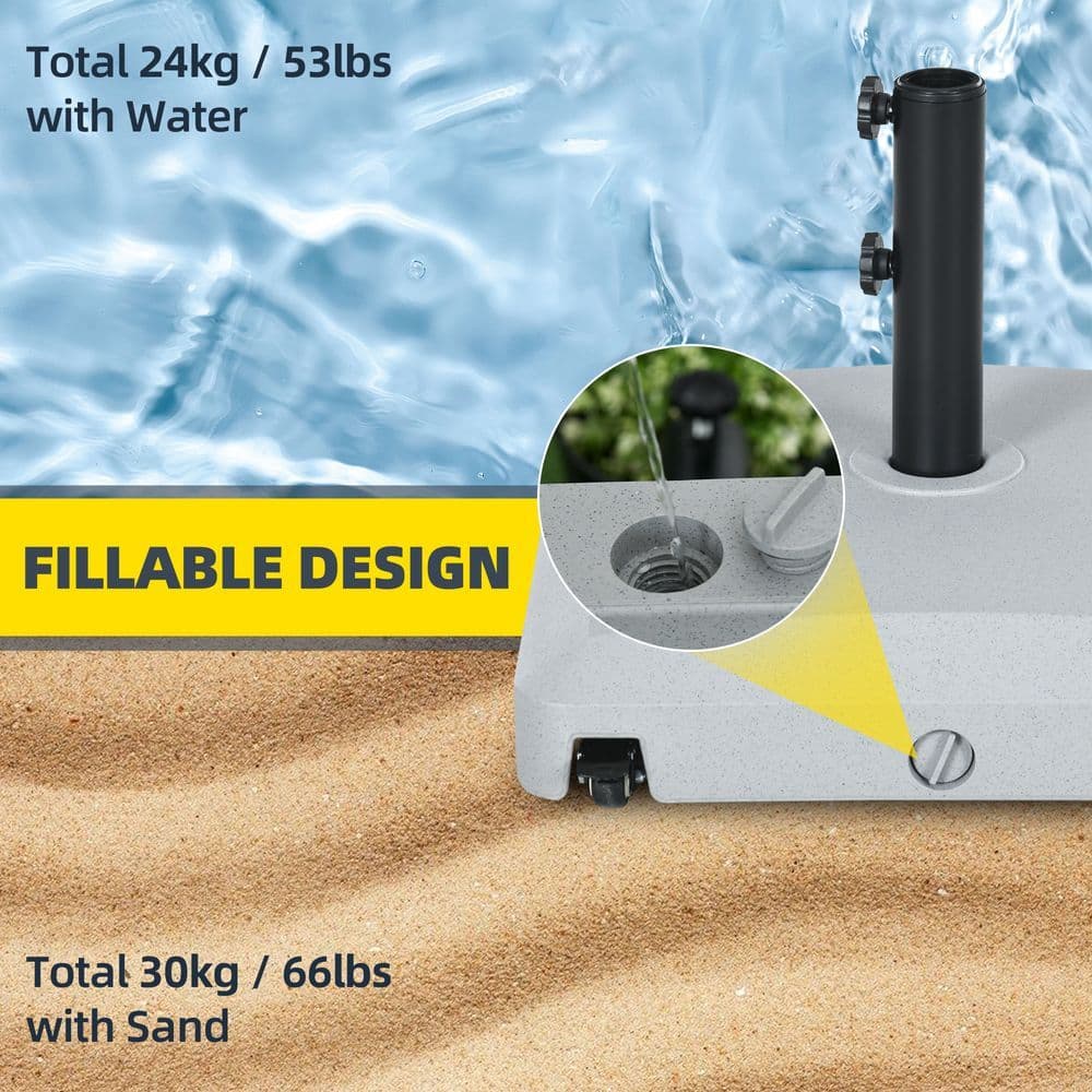 image-Outsunny Water or Sand Filled Outdoor Market Umbrella Base Stand with Wheels