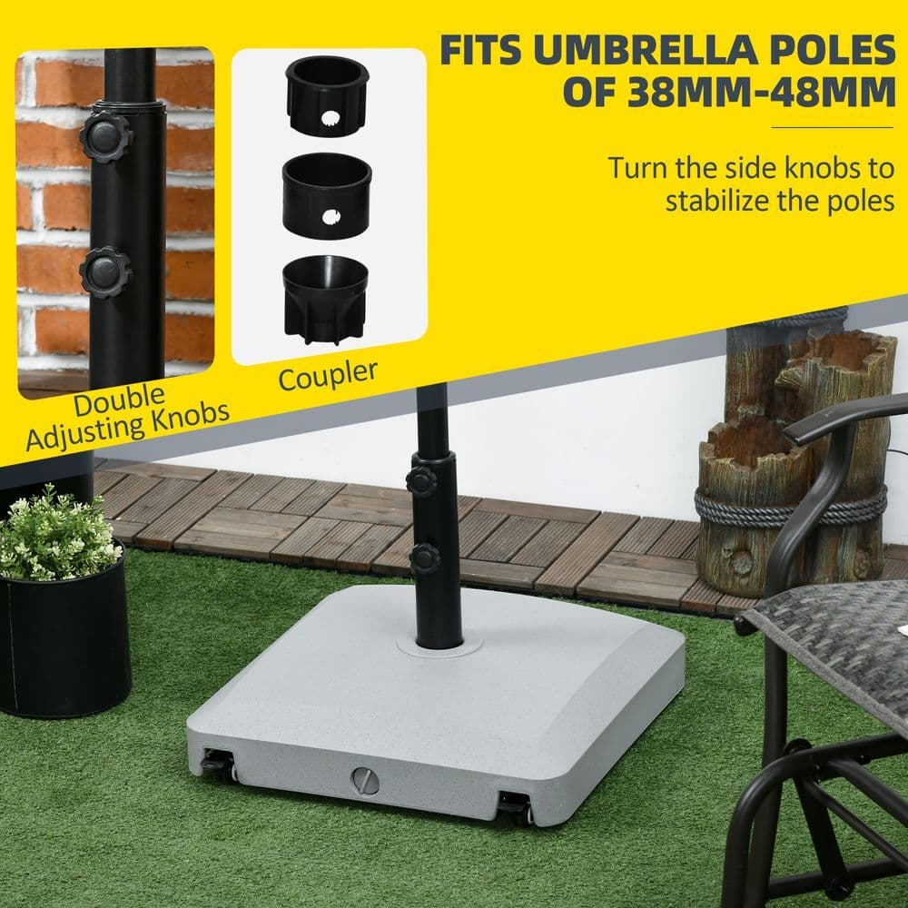 image-Outsunny Water or Sand Filled Outdoor Market Umbrella Base Stand with Wheels