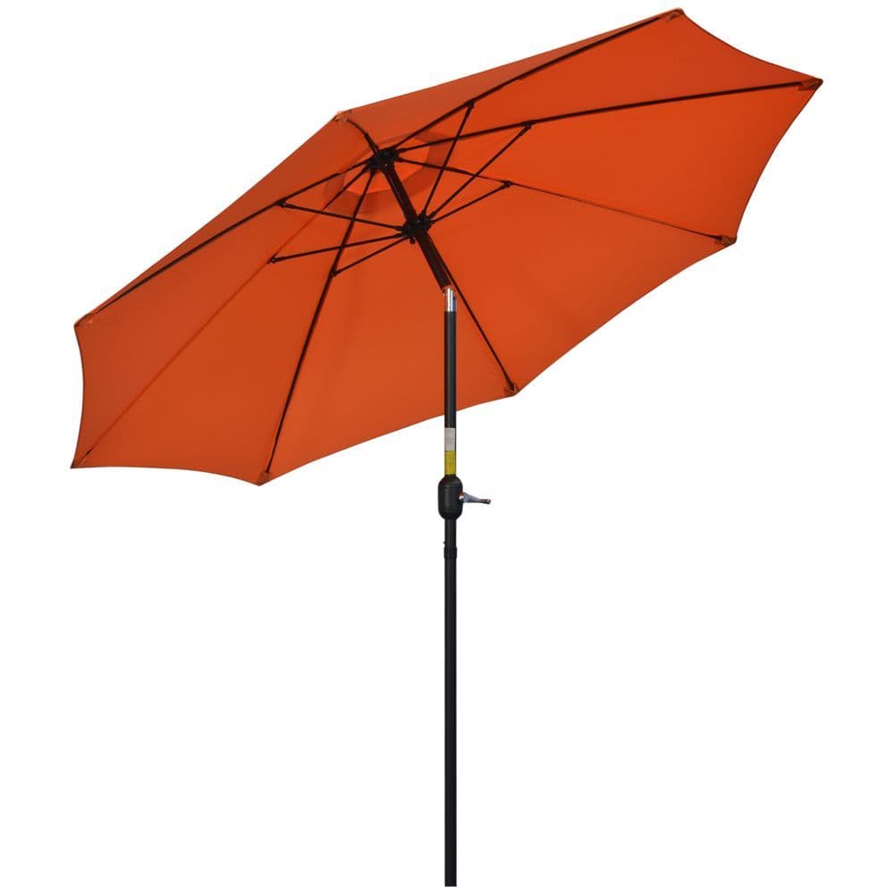 image-Outsunny 2.6M Patio Umbrella Outdoor Sunshade Canopy w/ Tilt and Crank Orange