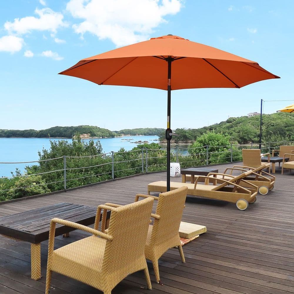 image-Outsunny 2.6M Patio Umbrella Outdoor Sunshade Canopy w/ Tilt and Crank Orange