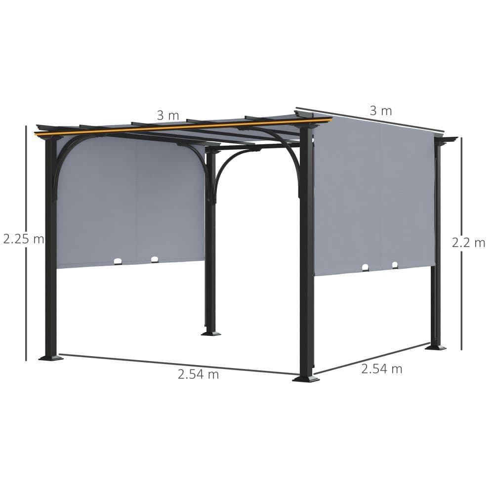 image-Outsunny Outdoor Retractable Pergola Garden Sun Shade Patio Canopy Shelter
