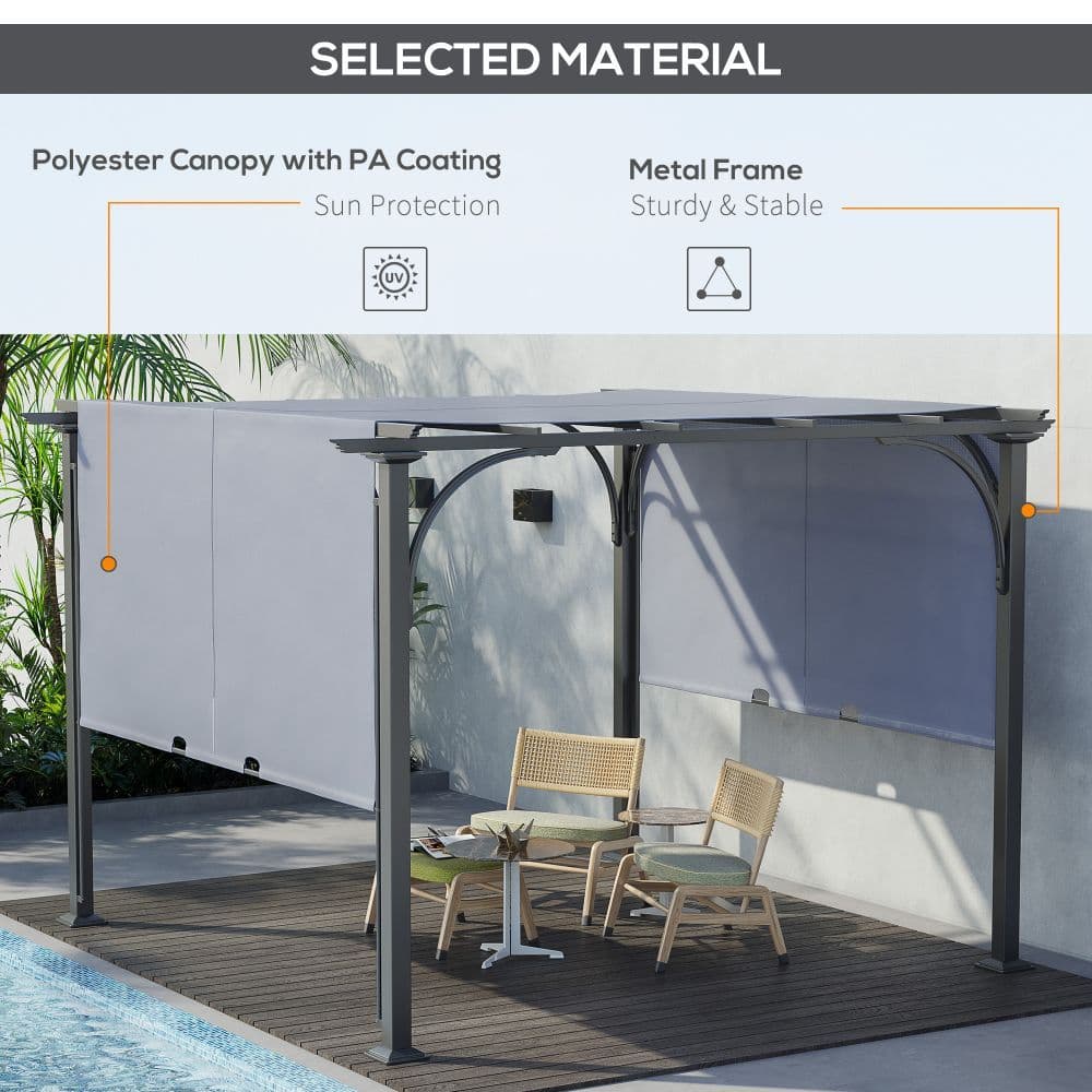 image-Outsunny Outdoor Retractable Pergola Garden Sun Shade Patio Canopy Shelter