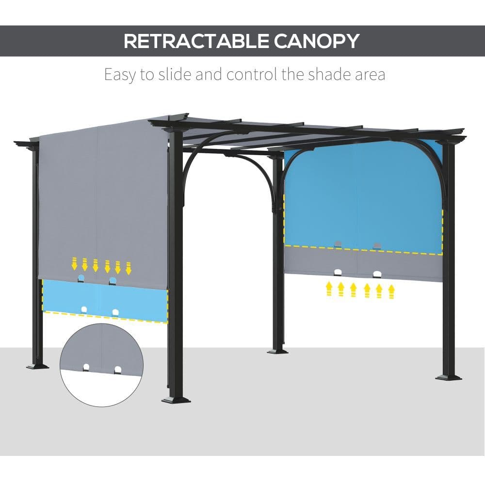 image-Outsunny Outdoor Retractable Pergola Garden Sun Shade Patio Canopy Shelter