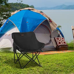 image-Outsunny Folding Camping Chair with Carrying Bag and Storage Pocket, Black