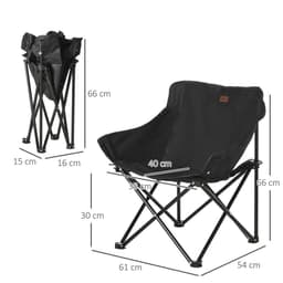 image-Outsunny Folding Camping Chair with Carrying Bag and Storage Pocket, Black