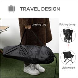 image-Outsunny Folding Camping Chair with Carrying Bag and Storage Pocket, Black