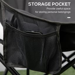 image-Outsunny Folding Camping Chair with Carrying Bag and Storage Pocket, Black