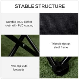 image-Outsunny Folding Camping Chair with Carrying Bag and Storage Pocket, Black