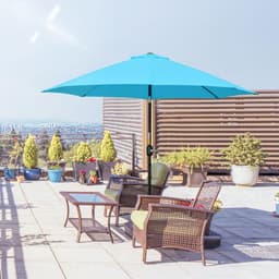 image-Outsunny 2.6M Patio Umbrella Outdoor Sunshade Canopy w/ Tilt and Crank Blue