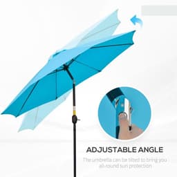 image-Outsunny 2.6M Patio Umbrella Outdoor Sunshade Canopy w/ Tilt and Crank Blue